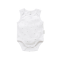 Purebaby Organic Singlet Bodysuit Unisex Pale Grey Leaf With Spot