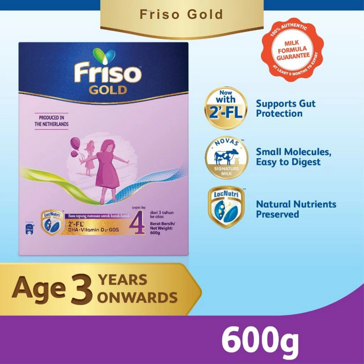 Friso Gold Step 4 Milk Formula 600g (3yrs+) [Exp 07 Nov 2026 &/ Later]