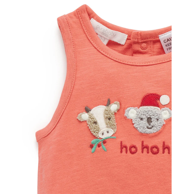 Purebaby Organic Koala Santa Bodysuit Vintage Red