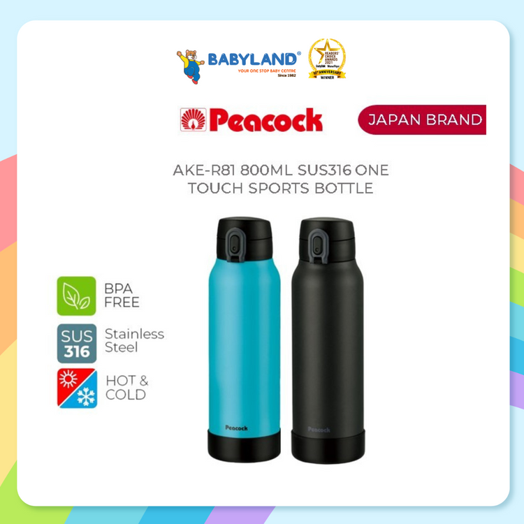 Peacock 800ML SUS316 One Touch Sports Bottle AKE-R81