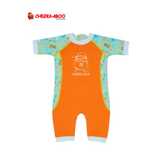 Cheekaaboo Warmiebabes Baby & Toddler Thermal Swimsuit UPF50+ Orange Dino