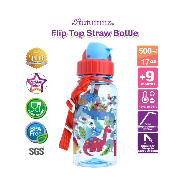 Autumnz Flip Top Straw Bottle - 500ml (9m+)