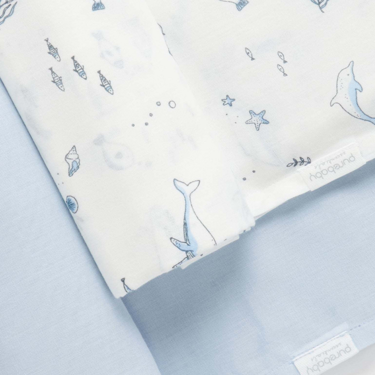 Purebaby Organic Muslin Wrap 2 Pack - Pale Blue Nautical