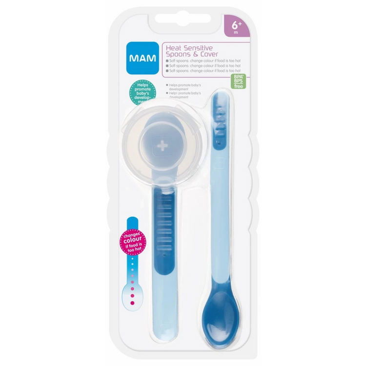 MAM Heat Sensitive Baby Feeding Spoons and Cover (6m+)