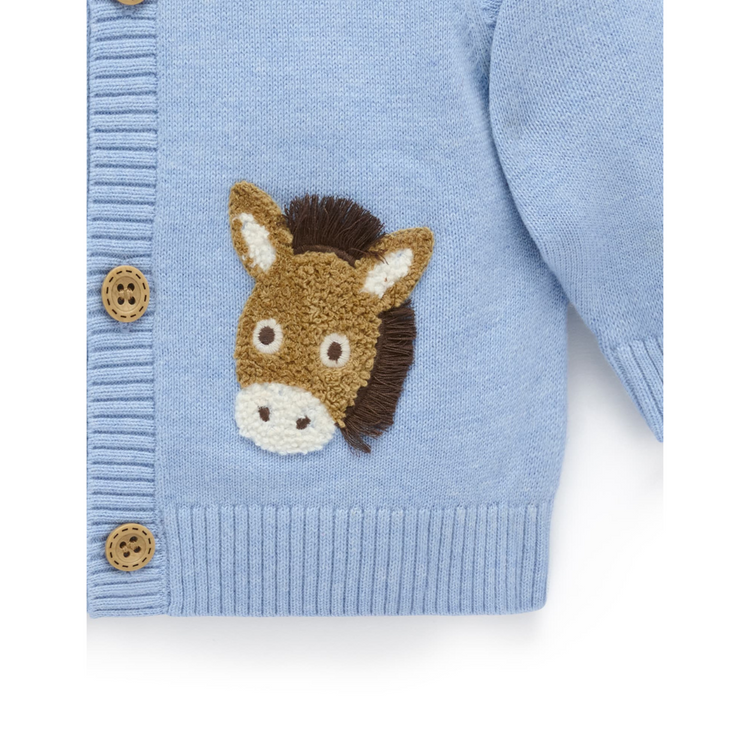 Purebaby Organic Donkey Fiesta Friends Cardigan - Caribbean Melange Print