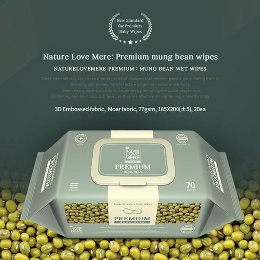 NATURE LOVE MERE Premium Mung Bean Baby Wet Wipes (Cap) | Safe for Hand & Mouth