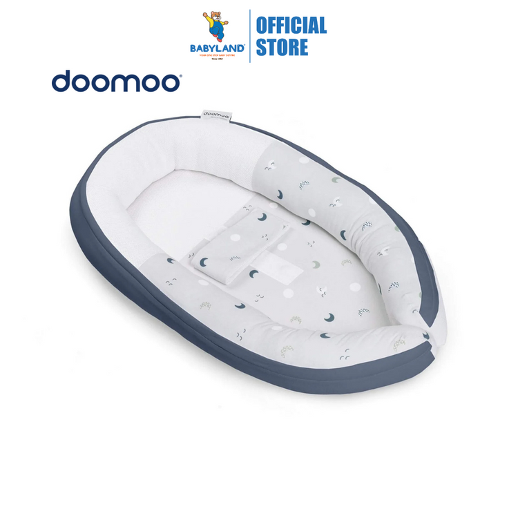 Doomoo Cocoon Baby Bed - Blue Grey Moon