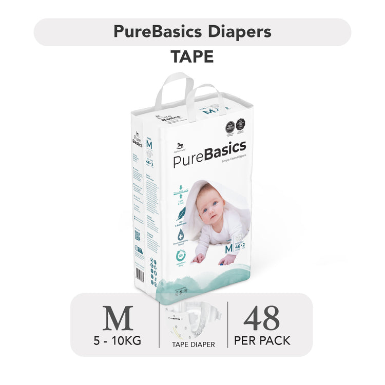 Applecrumby PureBasics Tape Diapers - S56 / M48 / L40 / XL32