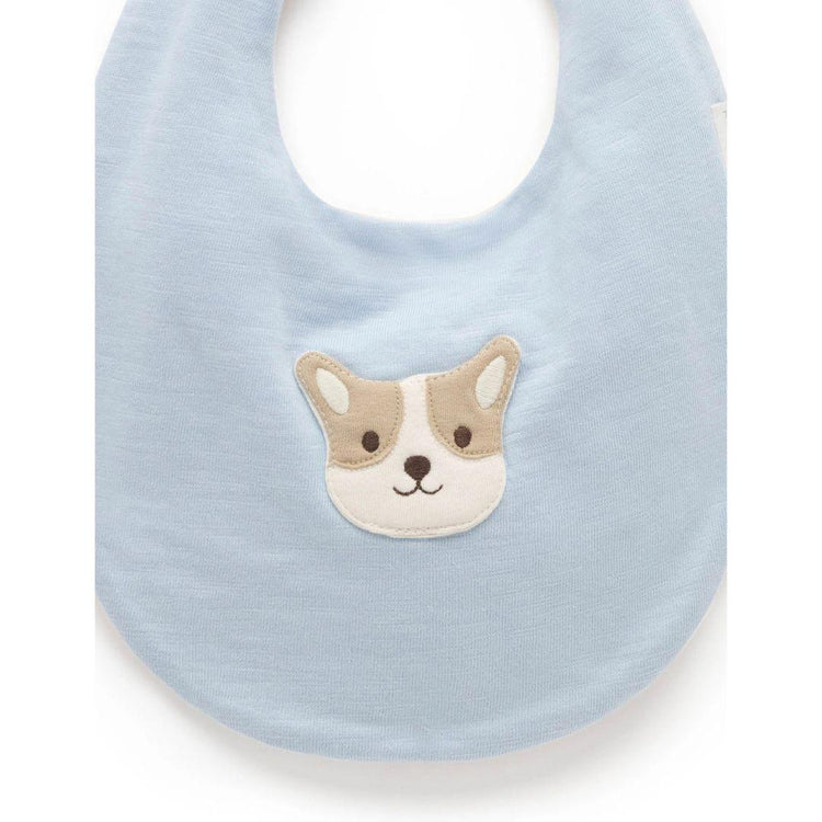 Purebaby Organic Puppy Bib Sky Print