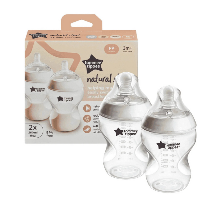 Tommee Tippee Natural Start PP Bottle 260ml with Medium Teat - 2 packs