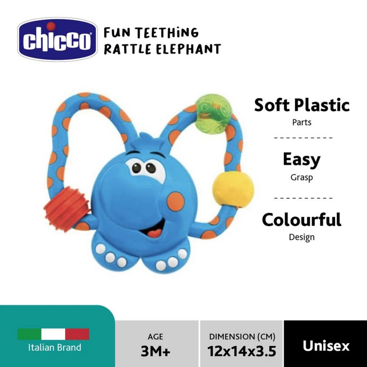 Chicco Fun Teething Rattles - Elephant (3-18m)