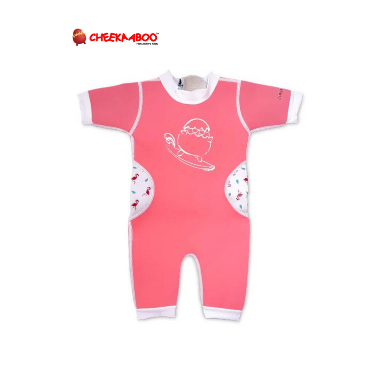 Cheekaaboo Warmiebabes Baby & Toddler Thermal Swimsuit UPF50+ Pink Flamingo