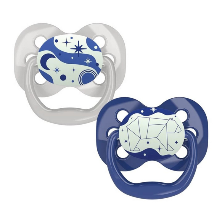 Dr Brown's Advantage Pacifiers Glow In The Dark (2pcs) Stage 1 (0-6m)/Stage 2 (6-18m)