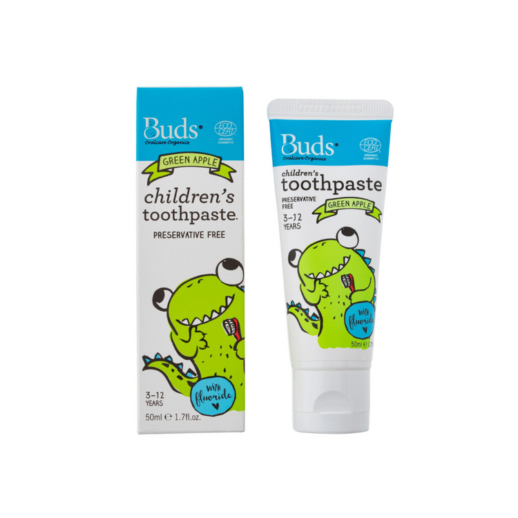 Buds Toothpaste With Fluoride Green Apple 50ml (3-12yrs)