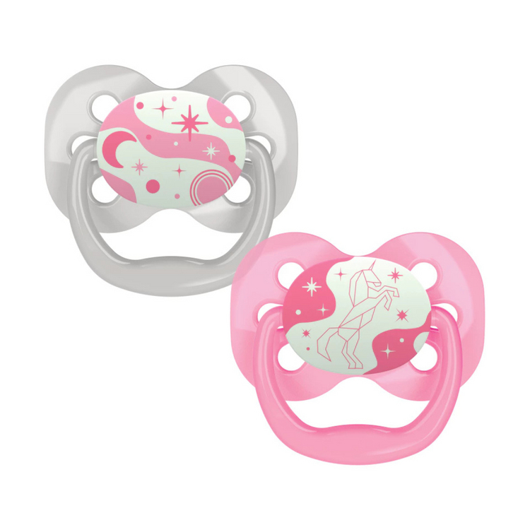 Dr Brown's Advantage Pacifiers Glow In The Dark (2pcs) Stage 1 (0-6m)/Stage 2 (6-18m)