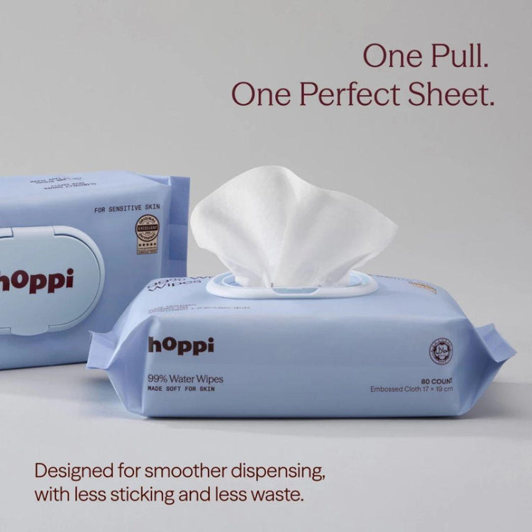 Hoppi 99% Water Wipes 20's x 5 -In- 1 Bundle