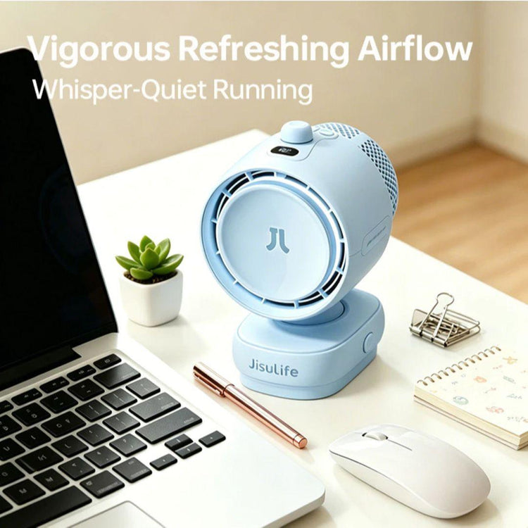 Jisulife Stroller Fan Life 3 Clip Version 5000mAh - 21H Runtime Ultra Quiet 120° Auto Oscillation Night Light for Home Office