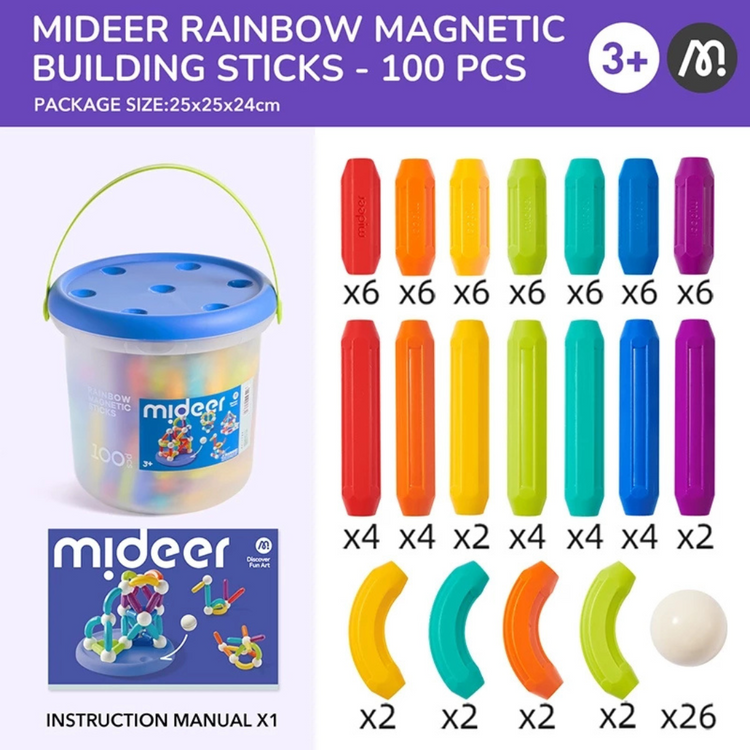 Mideer Rainbow Magnetic-Building Sticks