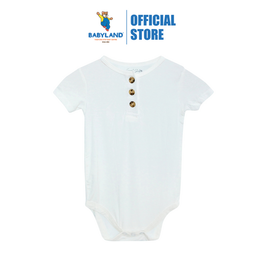 Snuggle Shield® Bamboo Short Sleeve 3 Button Onesie White (0-3M)