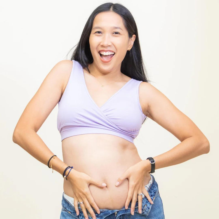 Boss Mama Real-Support Bra - Lilac Purple |  Pregnancy, Nursing and Pumping Bra -Friendly Wireless Soft Thick Band Flexible