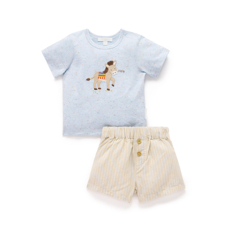 Purebaby Organic Taco Stripe Donkey Tee and Short Set