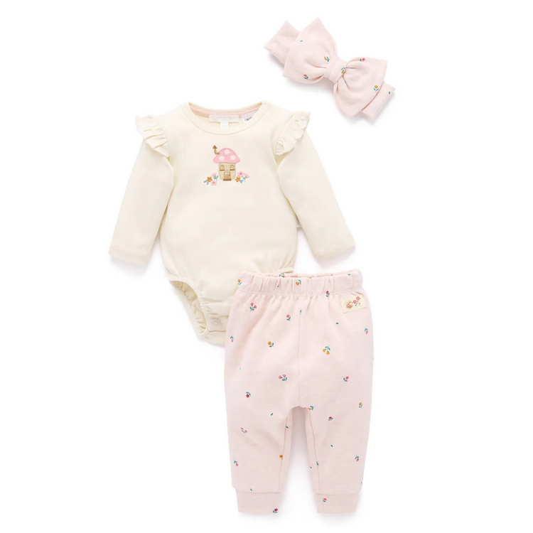 Purebaby Organic 3 Pcs Gift Set - Sweet Pea Print