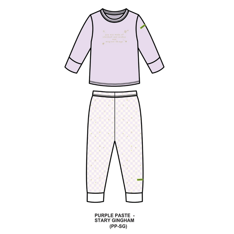 Hamako Tencel Kids Long Set Stary Gingham