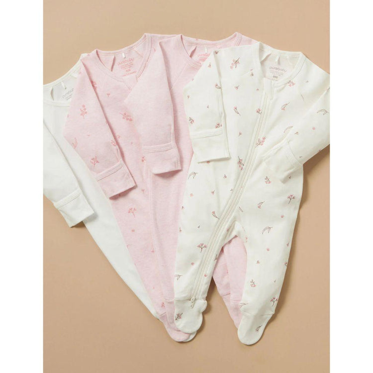 Purebaby Organic Vanilla Blossom Print 4 pack Sleepsuit