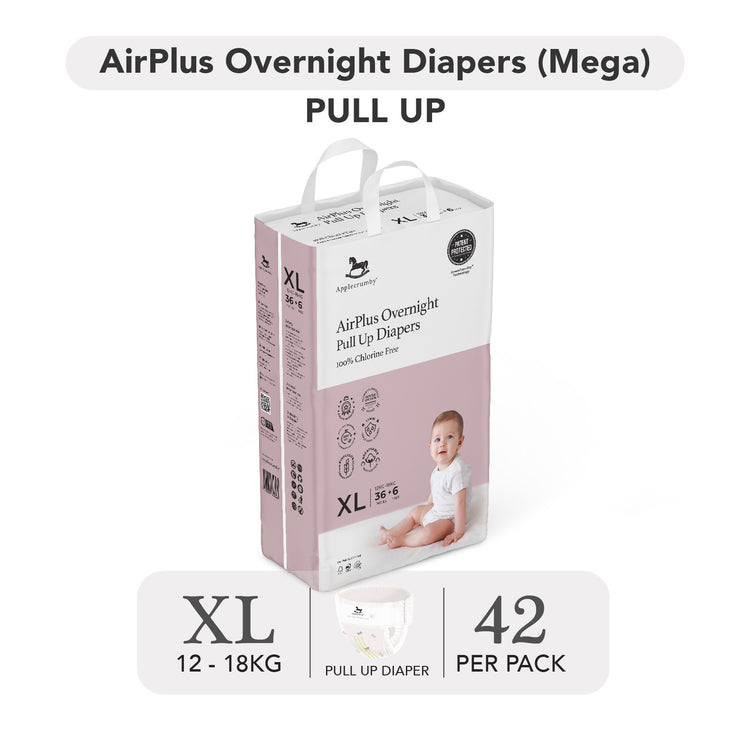 Applecrumby AirPlus Overnight Pull Up Diapers - M50 / L46 / XL42 / XXL36