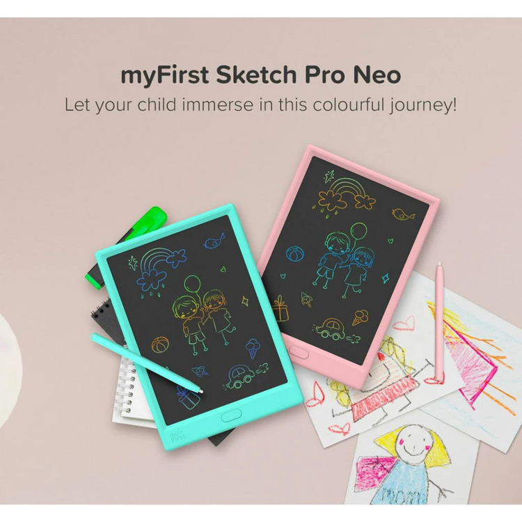 myFirst Sketch Pro NEO Color LCD Sketch Pad Digital Writing Tablet/Drawing/Sketch Pad (10") [Free Leather Case]