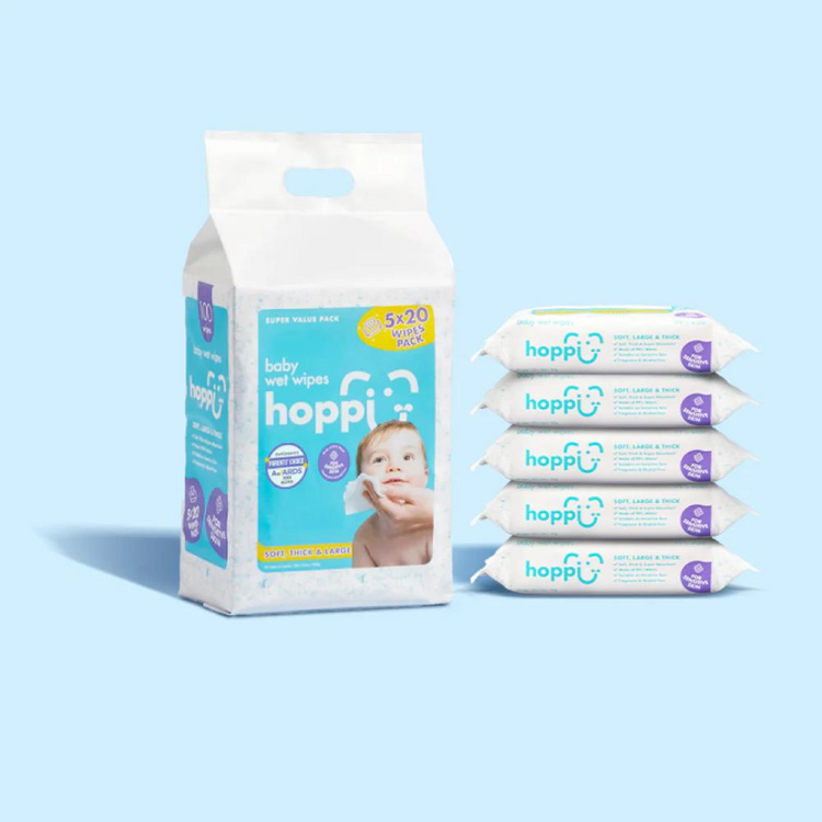 Hoppi Baby Wet Wipes (20s' x 5)