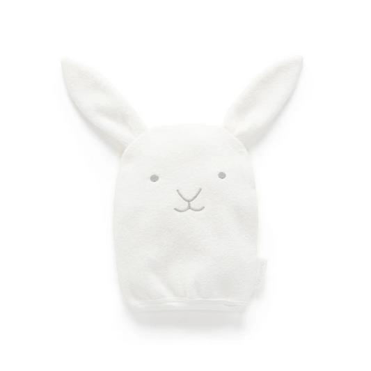 Purebaby Organic Bunny Bath Mitt - Vanilla Bunny