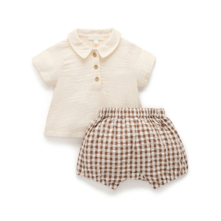 Purebaby Organic Milk Choc Melange Print Gingham Set