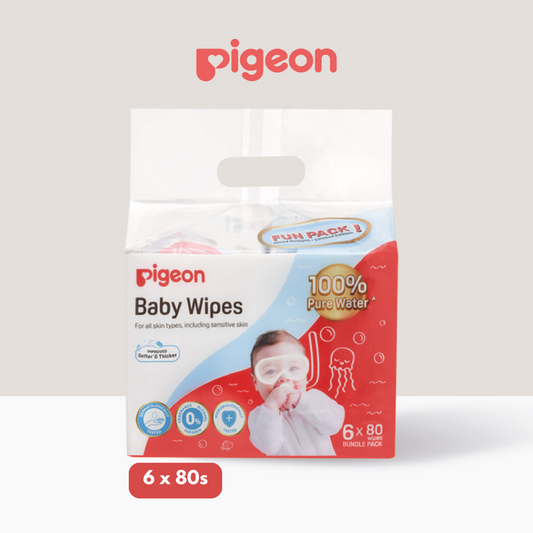 Pigeon 100% Pure Water Baby Wipes (6 x 80wipes)