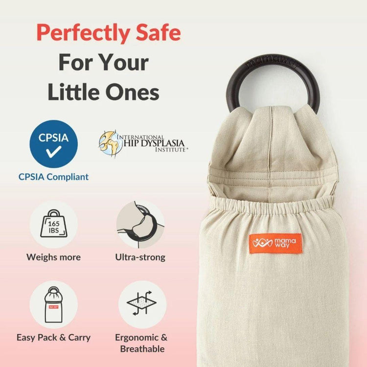 Mamaway Baby Ring Sling - Black & White Herringbone | Adjustable Baby Carrier | Penggendong bayi