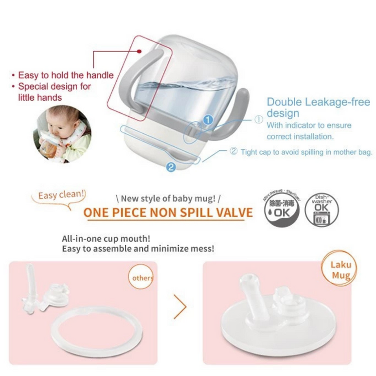 Combi Baby Lakumug Straw Cup 340ml - White (6m+)