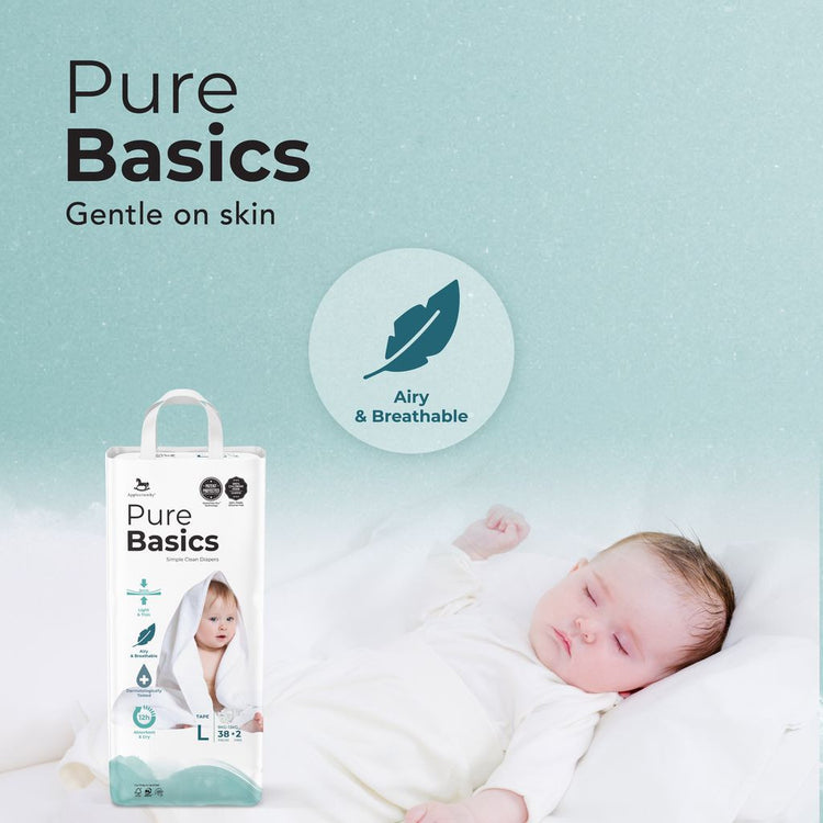 Applecrumby PureBasics Tape Diapers - S56 / M48 / L40 / XL32