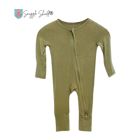 Snuggle Shield® LUXE Bamboo Footless Romper Moss Green