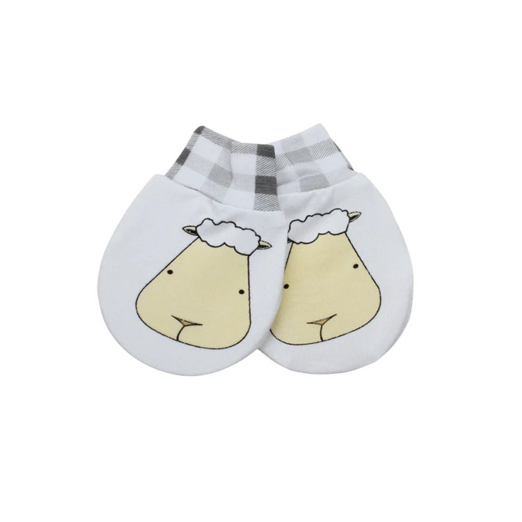 Baa Baa Sheepz Mittens Small Star & Sheepz Checkers + Big Face Checkers White Set - 2 Pairs