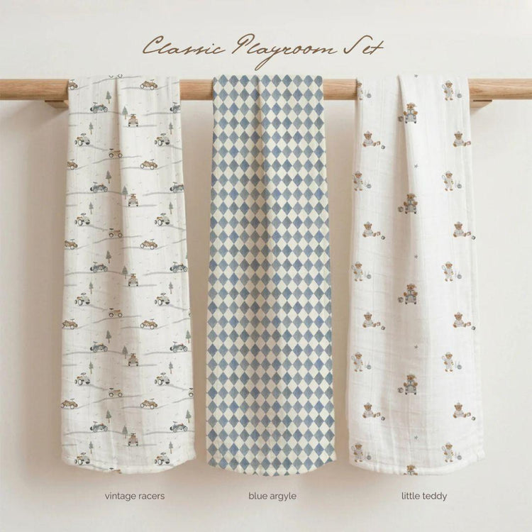 Joey & Mom Luxuriously Soft Bamboo Cotton Baby Swaddle (Set of 3) | Eczema Friendly