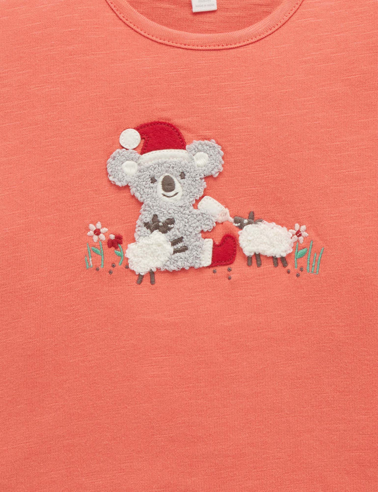 Purebaby Organic Christmas Morning Tee Vintage Red