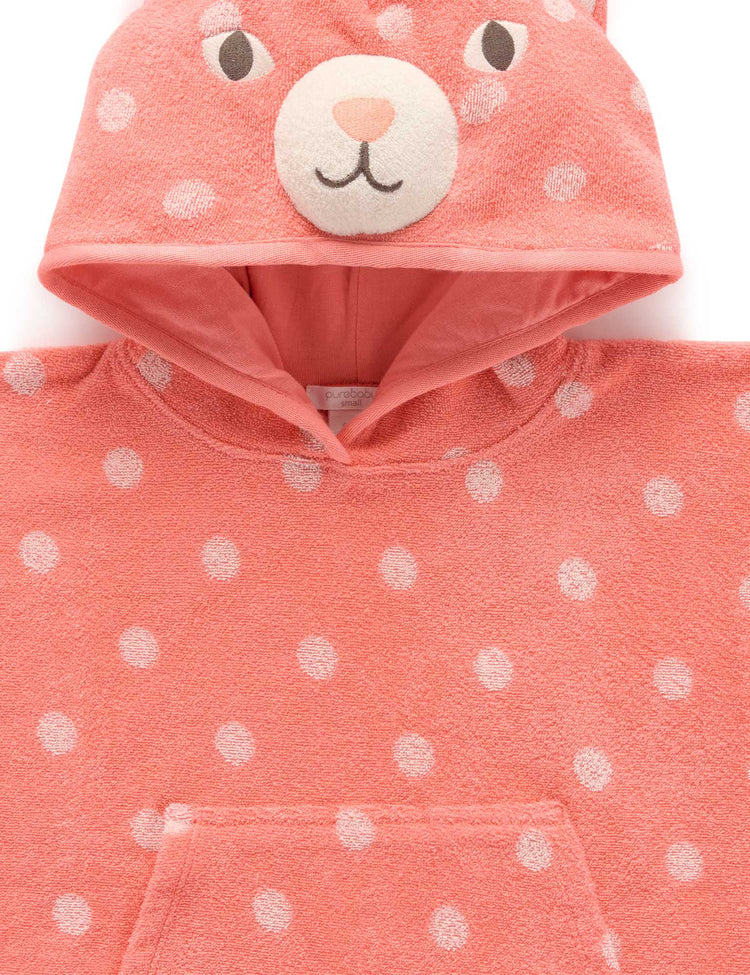 Purebaby Organic Hooded Animal Towel - Coral Spot