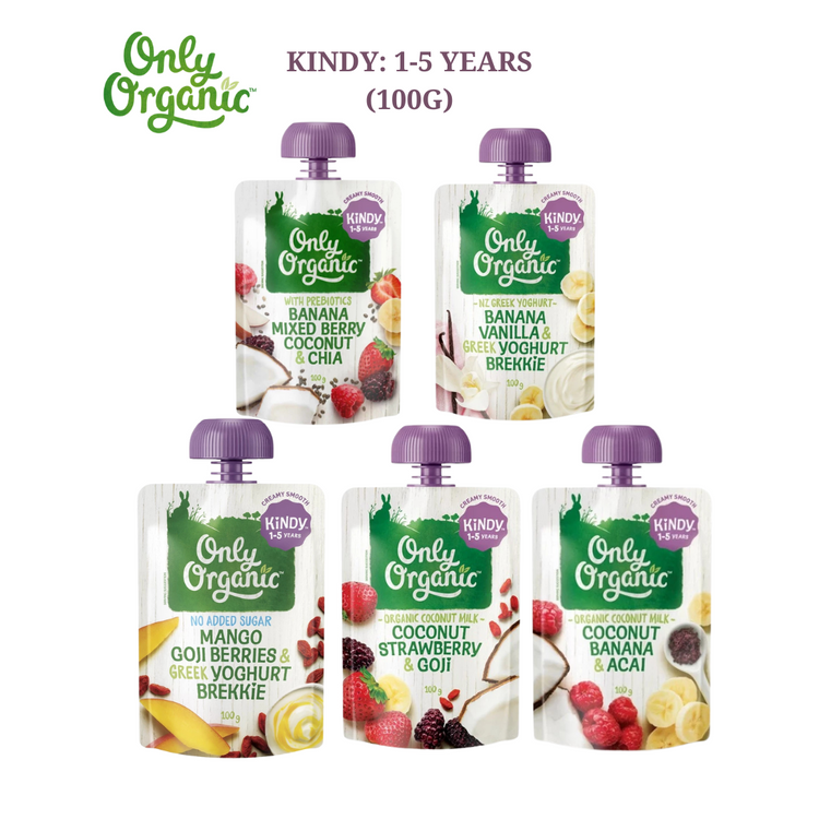 Only Organic Fruit & Vege Pouches ( Kindy 1-5yrs ) (100g)