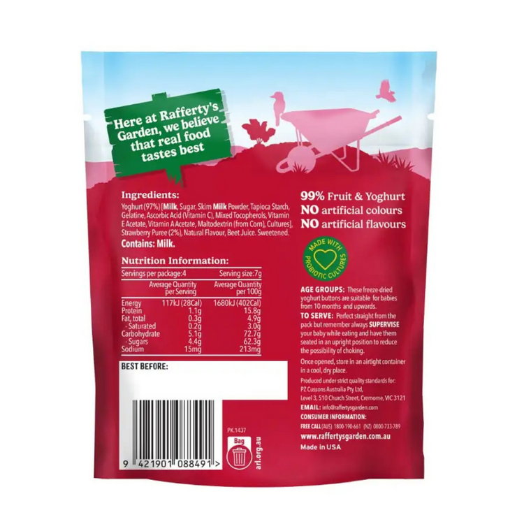Rafferty's Garden Yoghurt Buttons 28g (10+ months)
