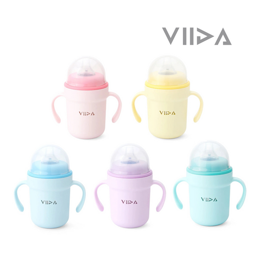 Viida Souffle Antibacterial Stainless Steel Spout Sippy Cup - Baby Blue