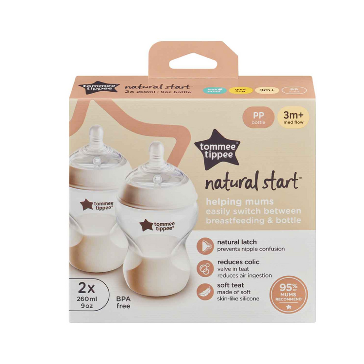 Tommee Tippee Natural Start PP Bottle 260ml with Medium Teat - 2 packs