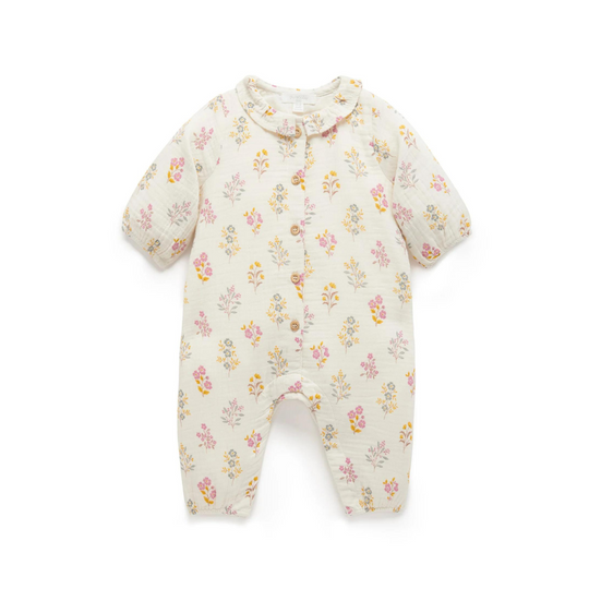 Purebaby Organic Crinkle Cotton Growsuit - Posie Floral