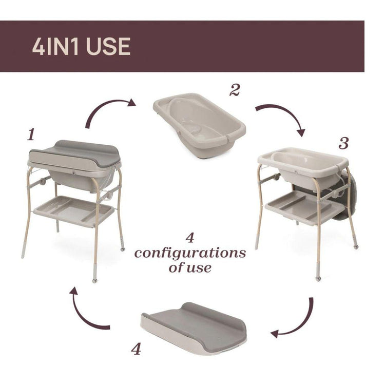 Chicco Soft Bubble Armonia Height Adjustable Baby Nursing Table & Bath Tub with 2 Wheels with Brake