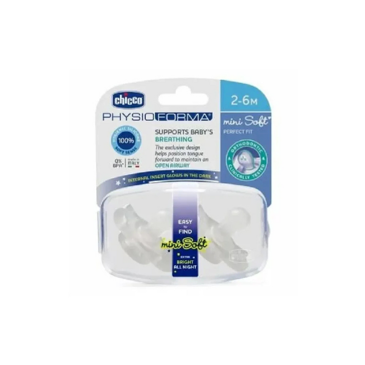 Chicco PhysioForma Mini Soft Silicone Soother With Casing 2Pcs