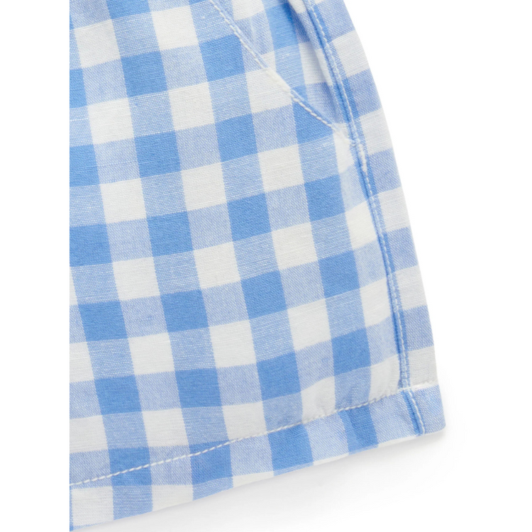 Purebaby Organic Kids Ocean Gingham Shorts